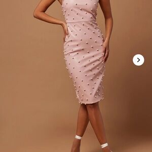 Fashion Nova Blush Pearl Midi Dress